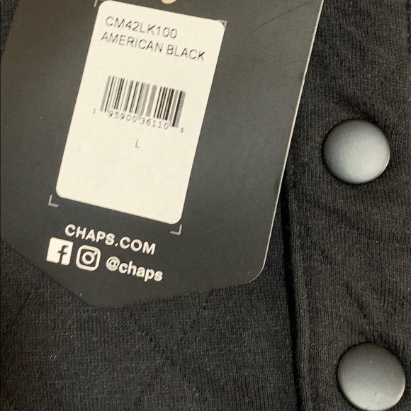 Chaps Quarter Snap Pullover Quilted Black Men’s Sz L NWT - Picture 5 of 8